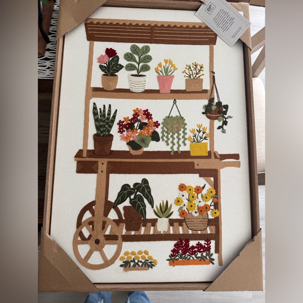 BP Home Botanical Cart Woven Embroidered Wall Art Print - Multi-Color